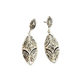 Sterling Silver and Marcasite Drop Post Earrings